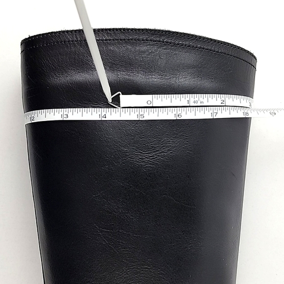 Yokono Women's Tall Black Leather Riding Biker Boots Strap Buckle Block Heel 39 - Picture 15 of 16